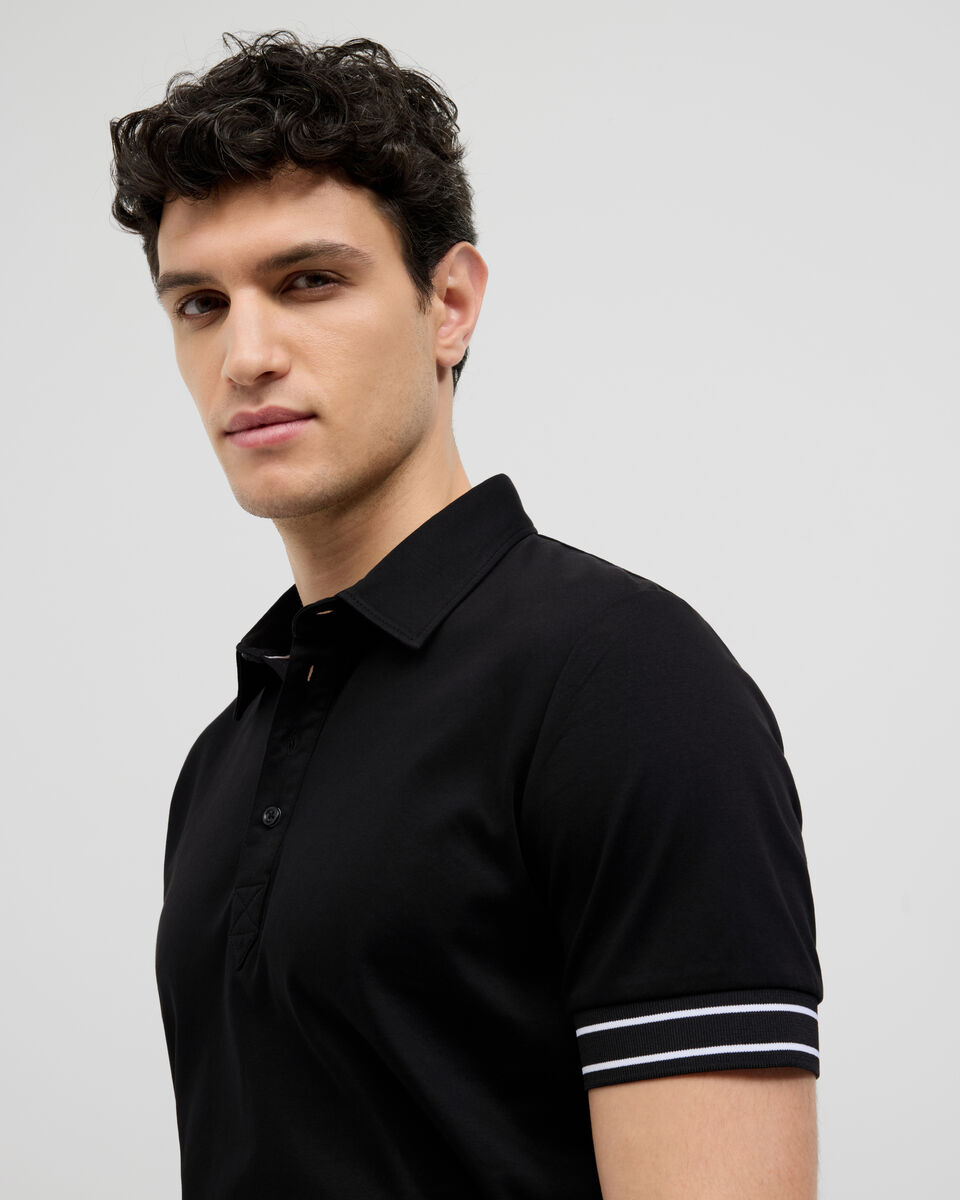 Stripe Travel Polo, Black, hi-res